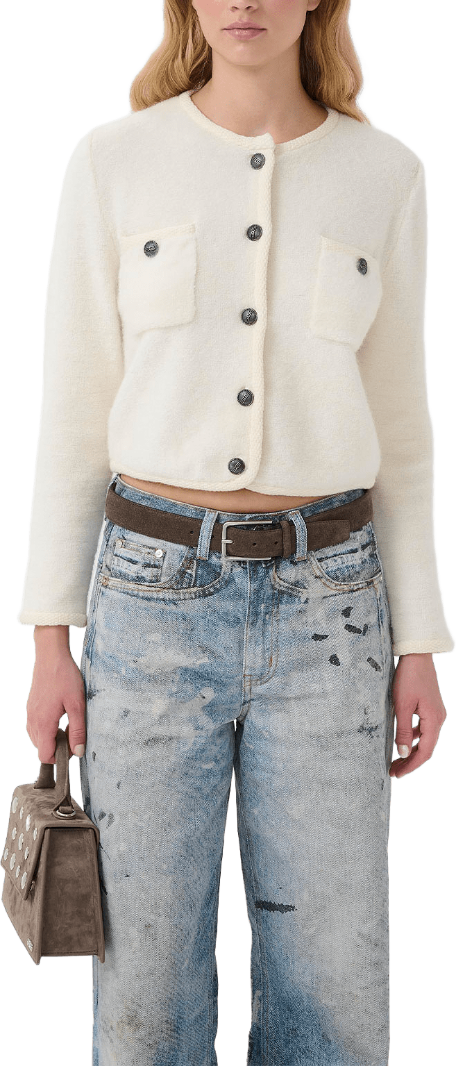 GZcurie cardigan, från Gestuz, i färgen Egret.