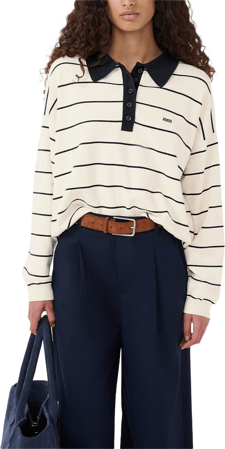 GZtaige polo pullover, från Gestuz, i färgen Egret/Skycaptain Striped.