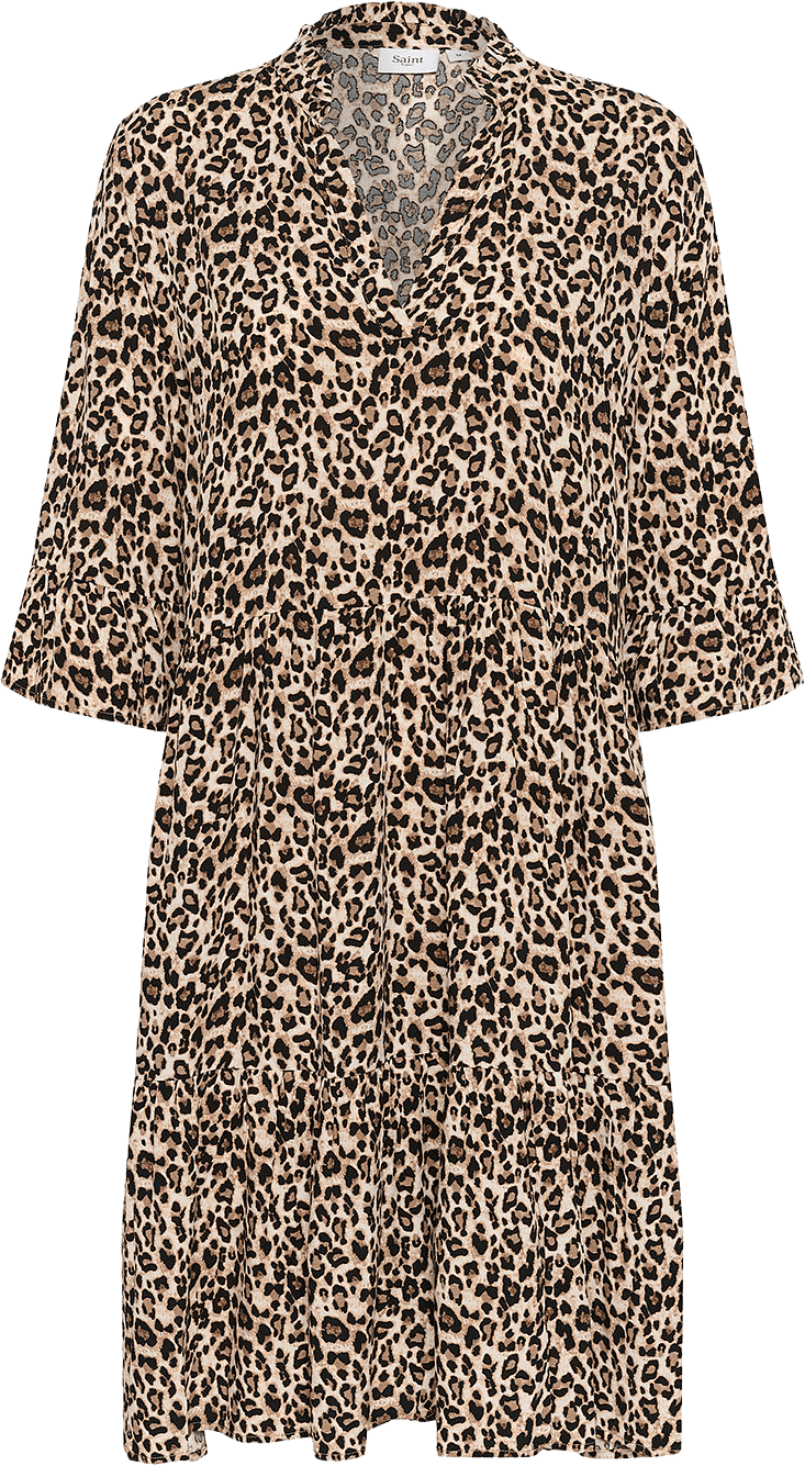 EdaSZ Dress, från Saint Tropez, i färgen Black Reg Leo.