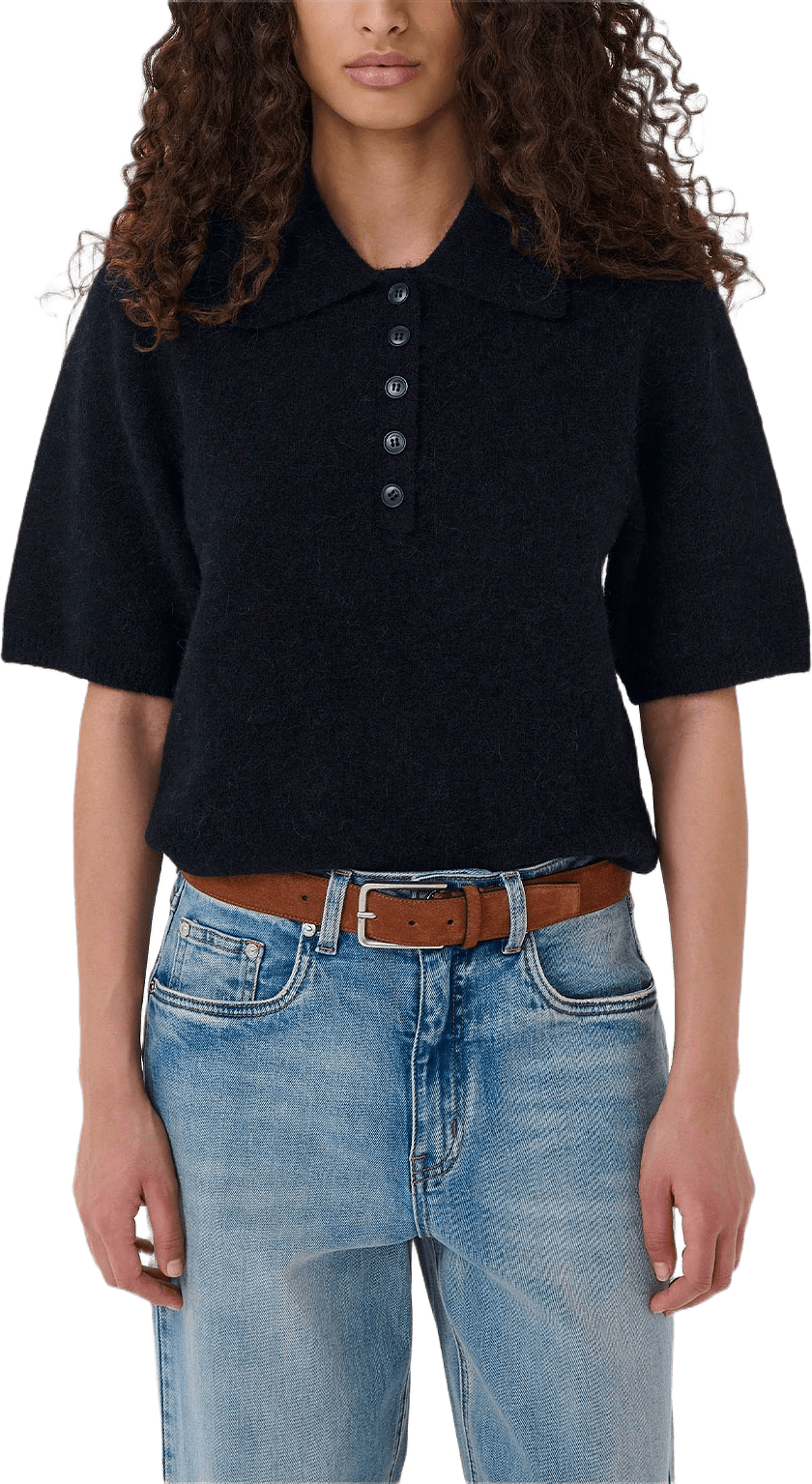 GZalpha ss polo pullover, från Gestuz, i färgen Skycaptain Mélange.