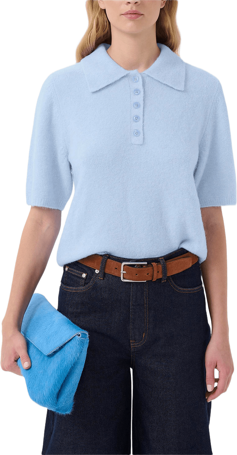 GZalpha ss polo pullover, från Gestuz, i färgen Centaurea Mélange.