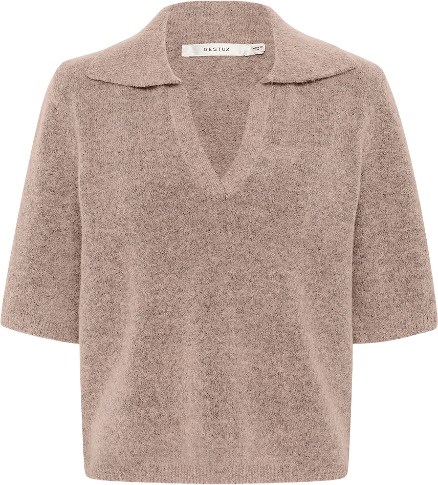 GZalpha ss Polo Pullover, från Gestuz, i färgen Rose Dust Melange.