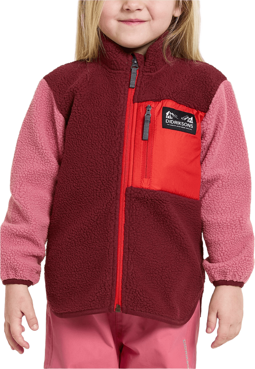 Anten Kids Full-Zip, från Didriksons, i färgen Anemon Red.