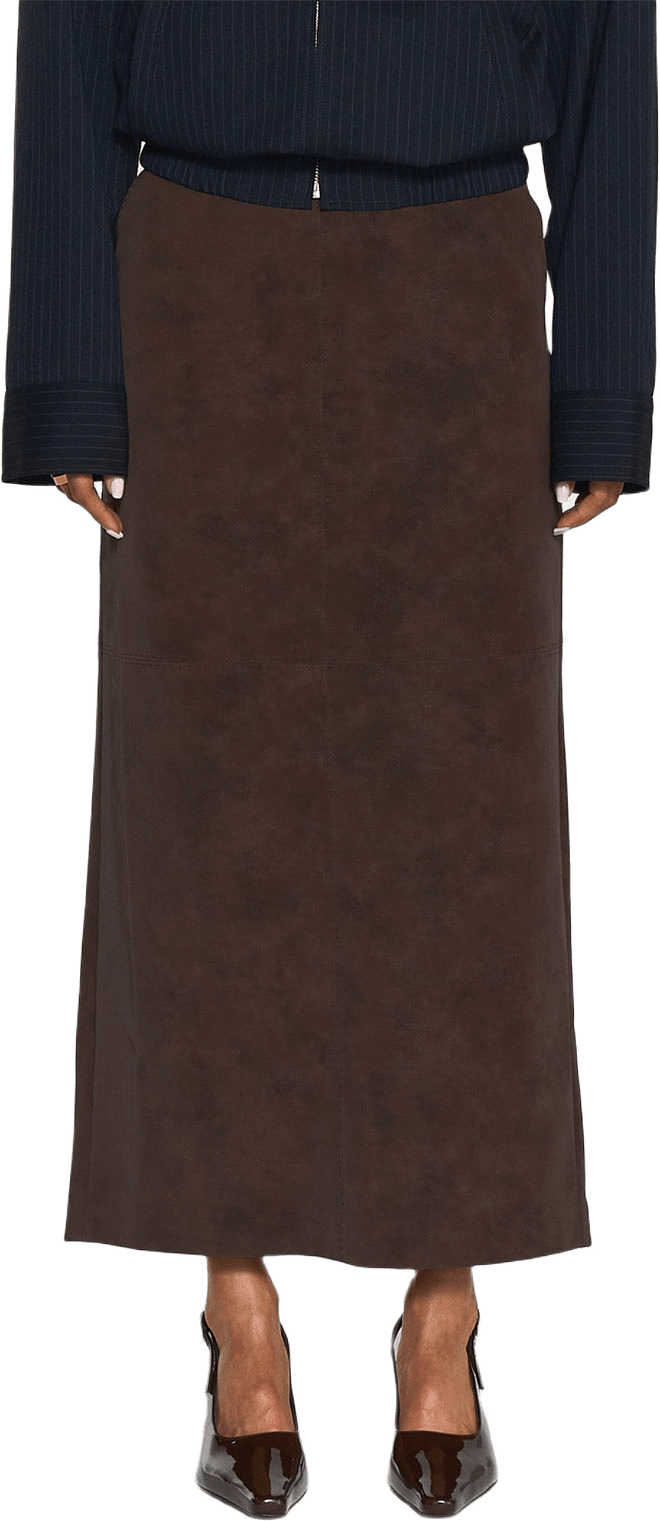 Yara Faux Suede Skirt, från Twist & Tango, i färgen Mocha Brown.