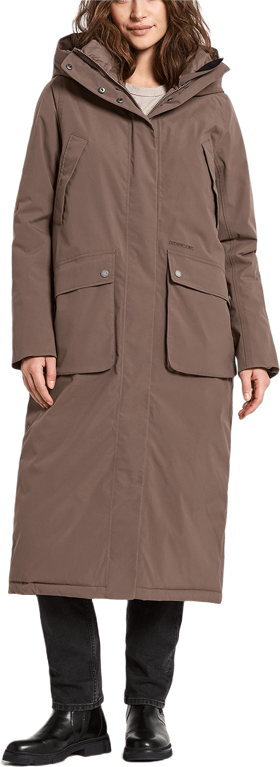 Melody Parka Long, från Didriksons, i färgen Mocha Brown.