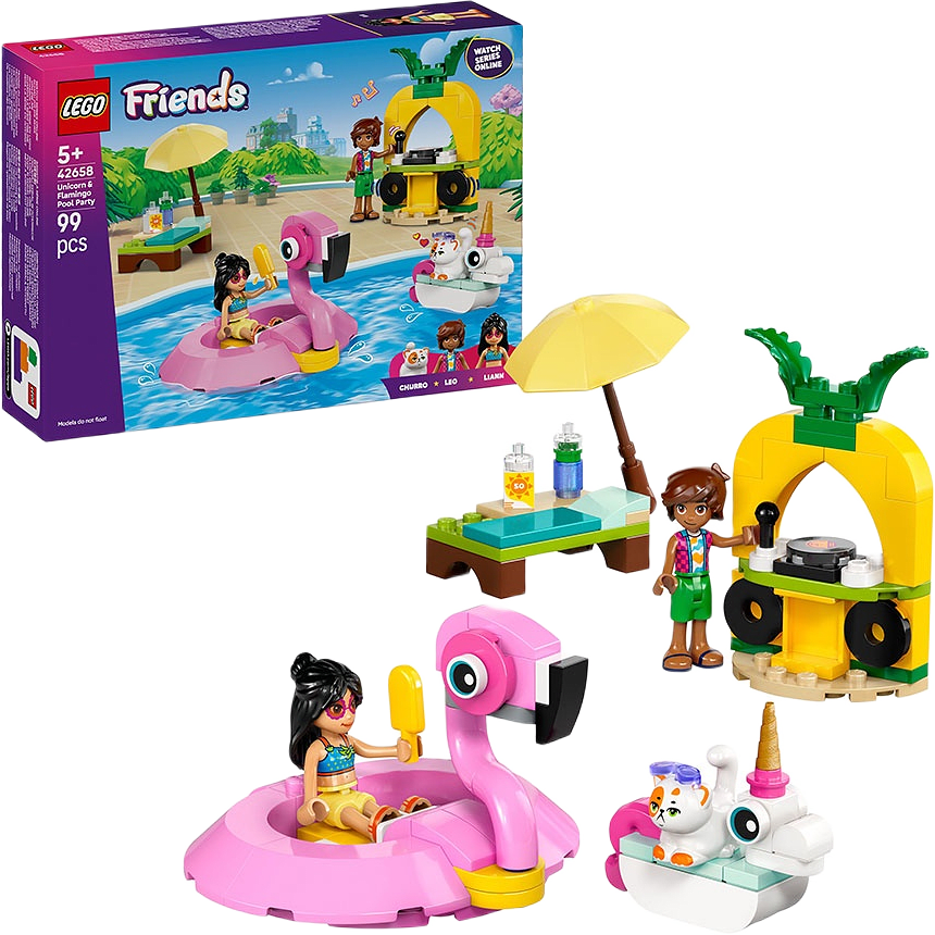 Friends Poolparty med enhörning och flamingo 42658, från LEGO.