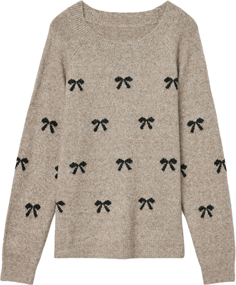 Doffy Pullover, från Vero Moda Girls, i färgen Moon Rock Black Bows.