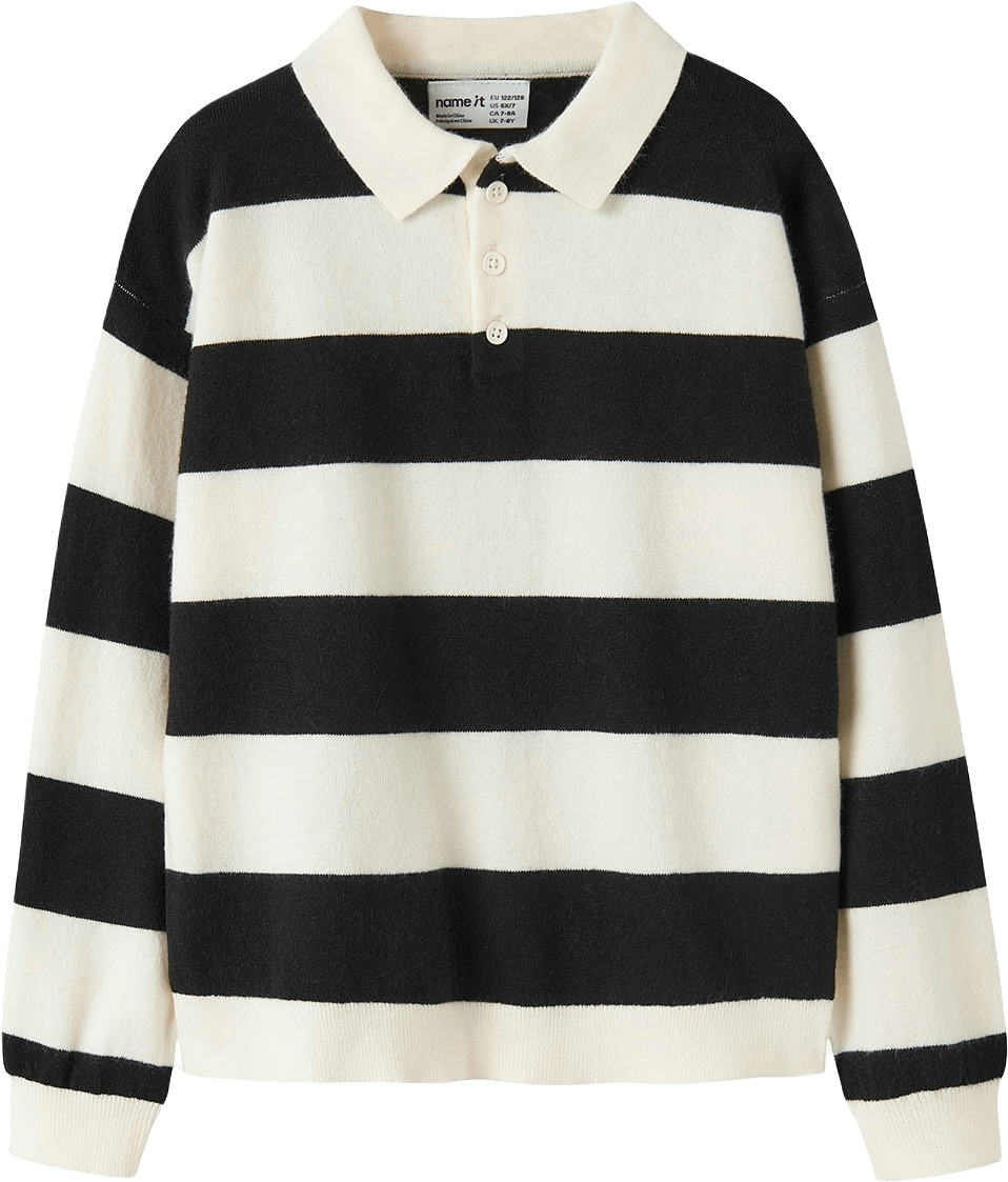 NKMOBERT LS LOOSE KNIT POLO, från Name It, i färgen Black.