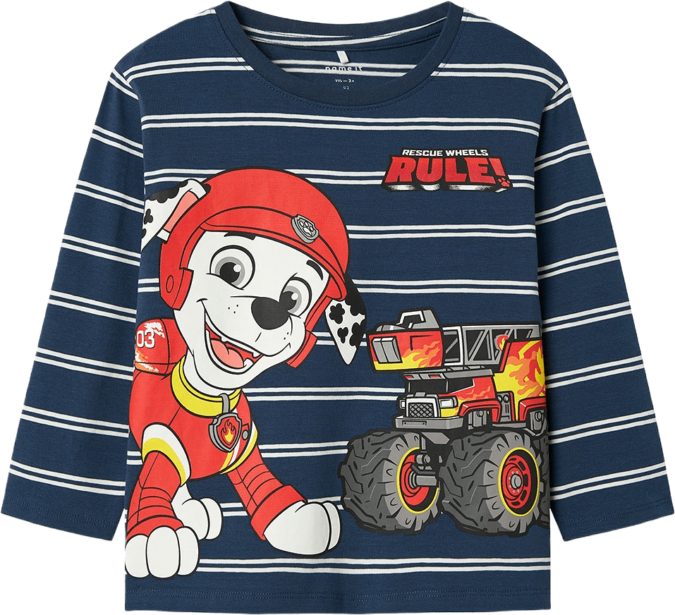 NMMSOFUS PAW LS NREG TOP BOX CPLG, från Name It, i färgen Insignia Blue.