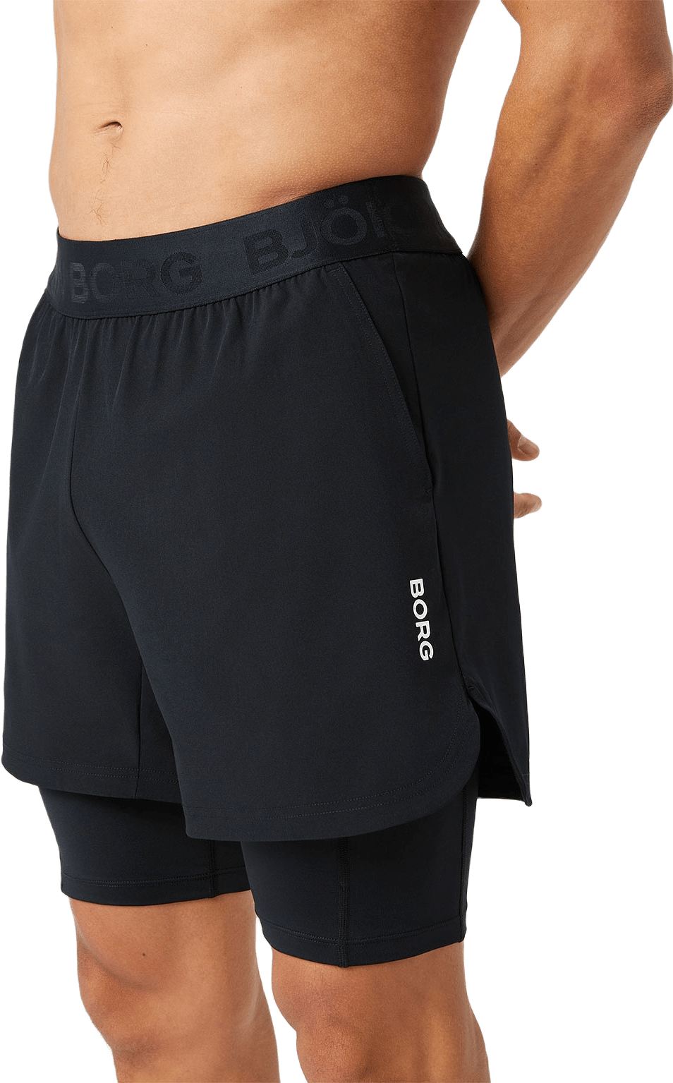 Borg 2 In 1 Shorts, från Björn Borg Sport, i färgen Black Beauty.