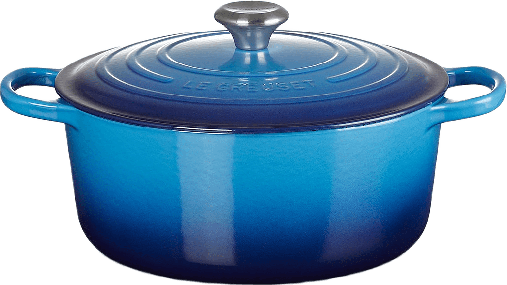 Signature Gjutjärn Rund Gryta 28Cm Azure, från Le Creuset, i färgen Azure Blue.