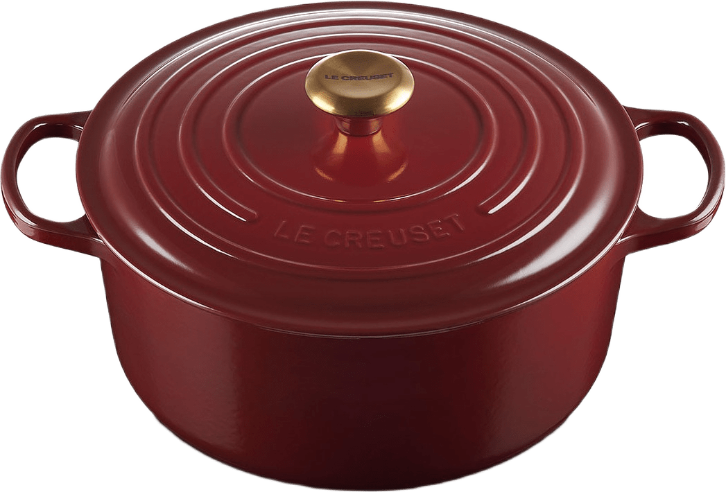Signature Gjutjärn Rund Gryta 28Cm Garnet, från Le Creuset, i färgen Garnet.
