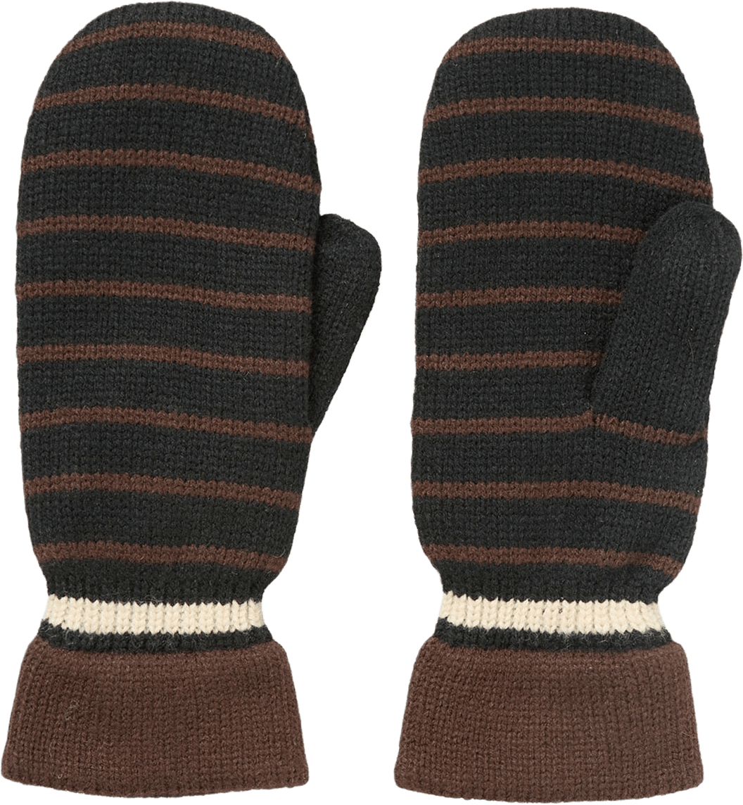 Thin Striped Emerald Mittens, från Becksöndergaard, i färgen Black.