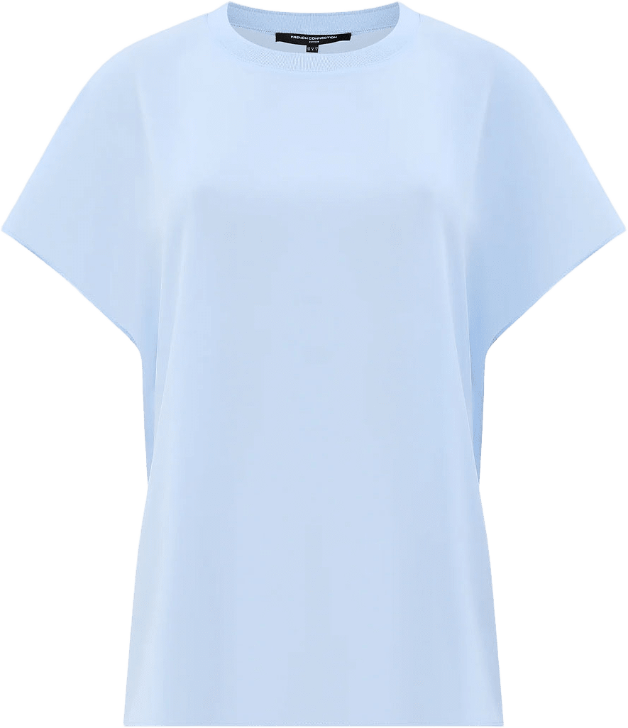 Crepe Light Crew Neck Top, från French Connection, i färgen Arctic Blue.