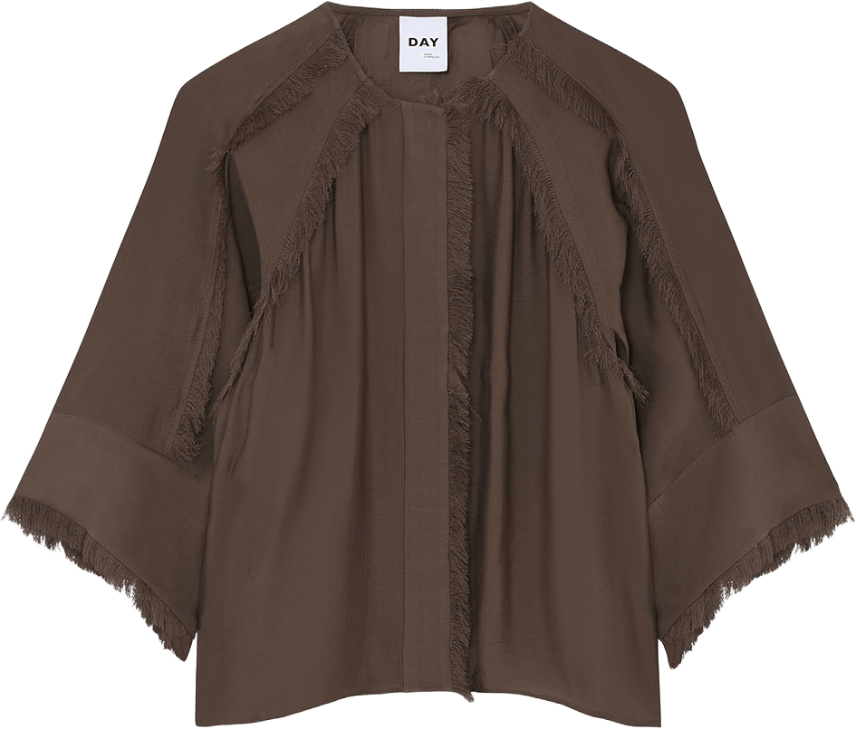 Cassie Blouse - Sheer Fringes, från DAY Birger et Mikkelsen, i färgen Chocolate Chip.