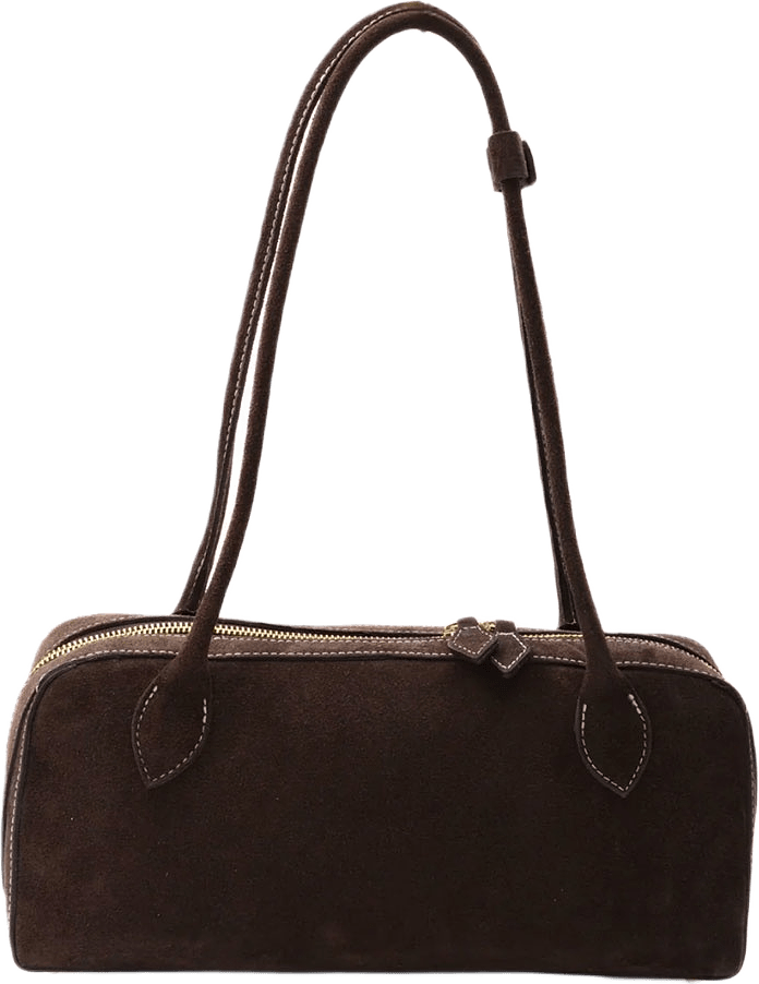 Handväska i suede Alba, från LaTalia, i färgen Mörkbrun.