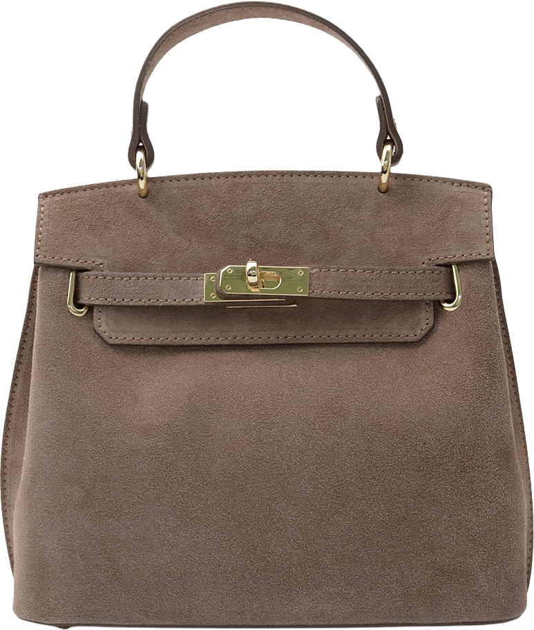 Handväska i suede Rivoli, från LaTalia, i färgen Taupe.