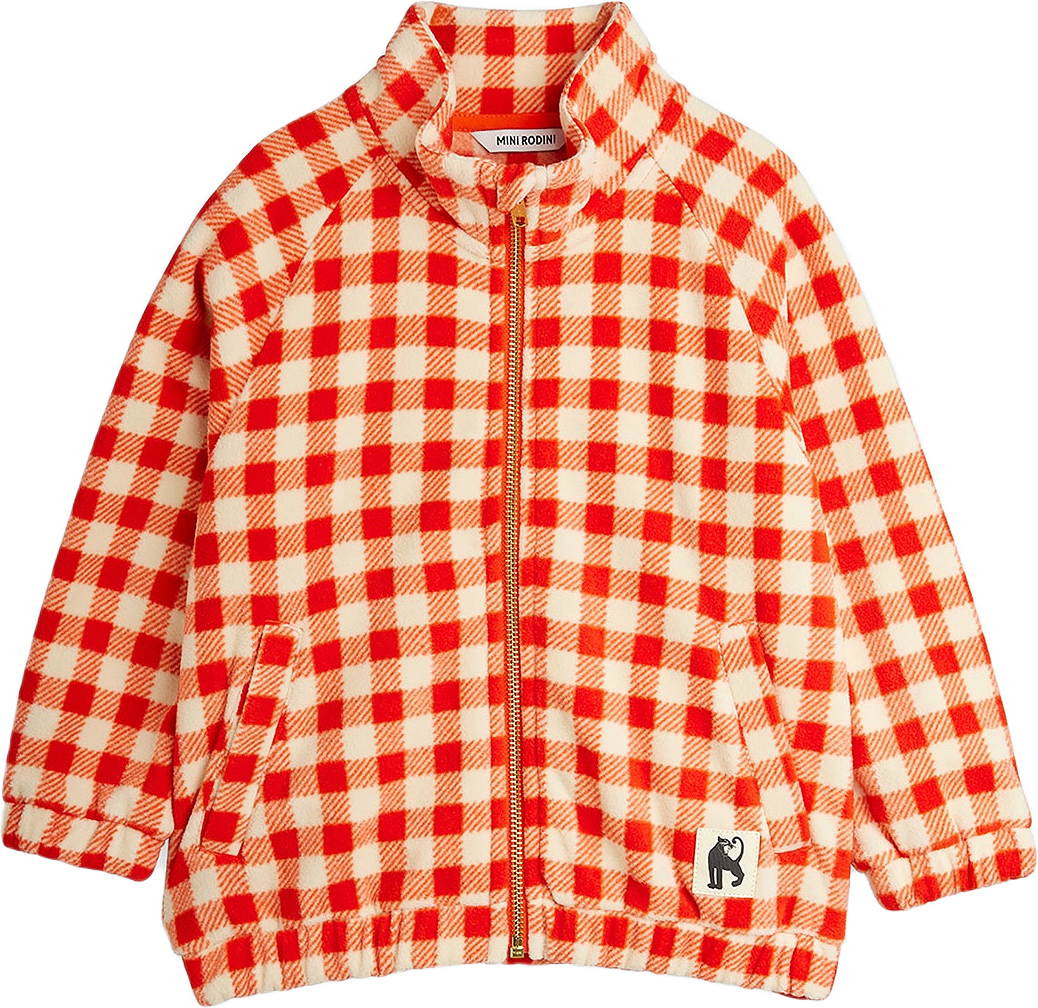 Gingham Fleece Jacka, från Mini Rodini, i färgen Red.