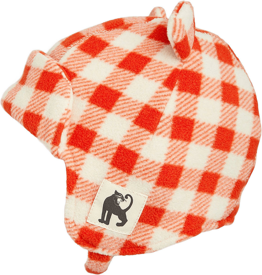 Gingham Fleece Mössa, från Mini Rodini, i färgen Red.