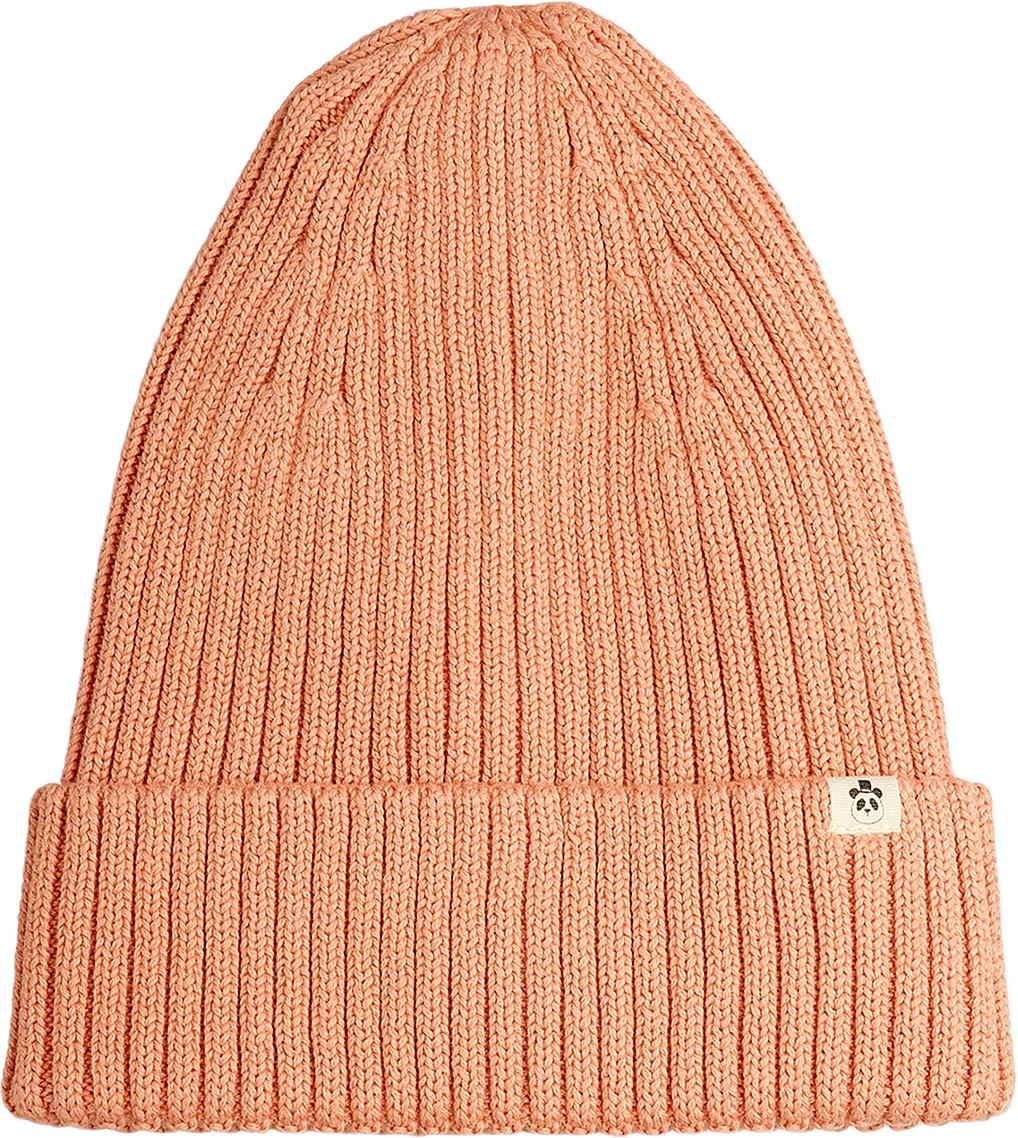 Stickad Uppvikbar Mössa, från Mini Rodini, i färgen Pink.