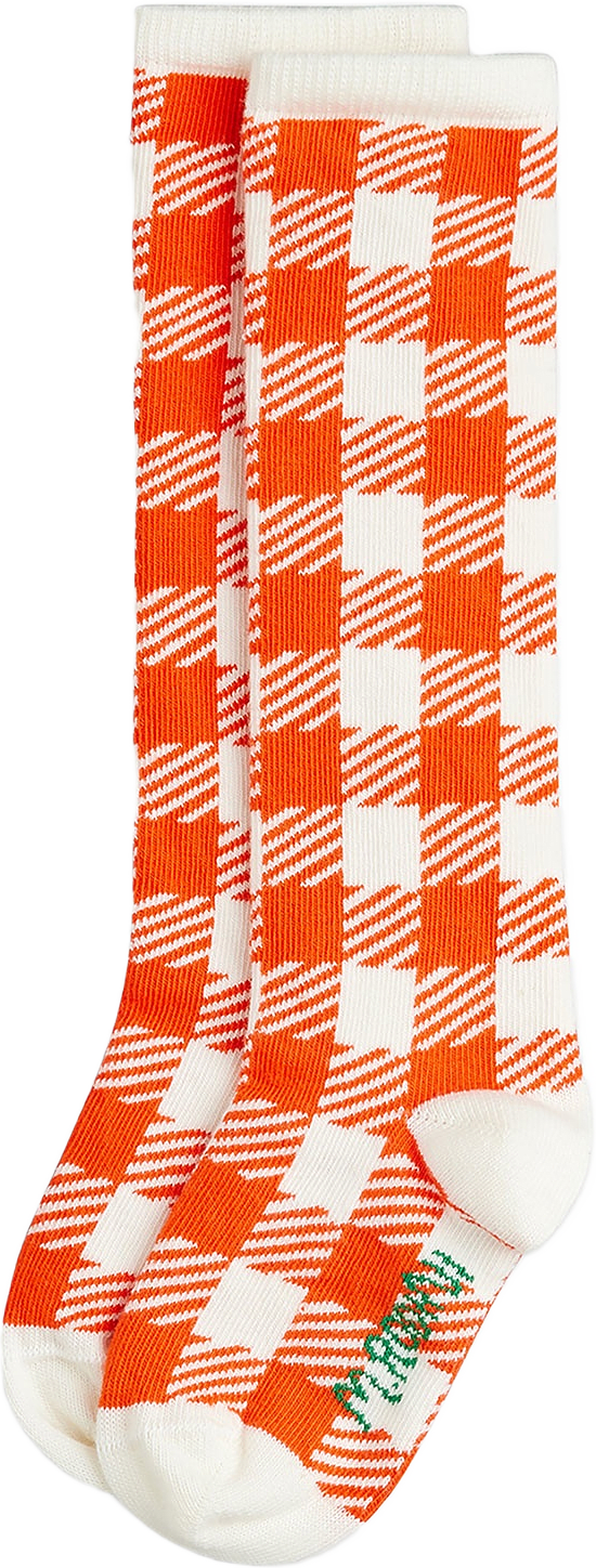 Gingham Knästrumpor, från Mini Rodini, i färgen Red.