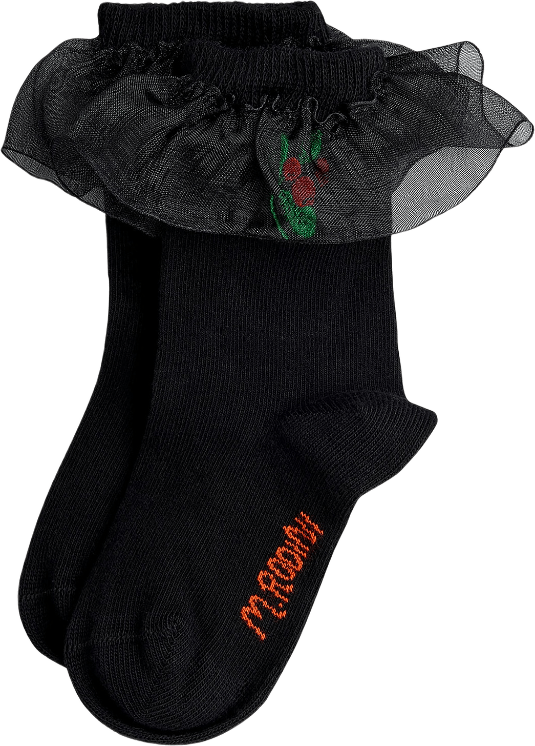 Lingonberry Volang Strumpor, från Mini Rodini, i färgen Black.