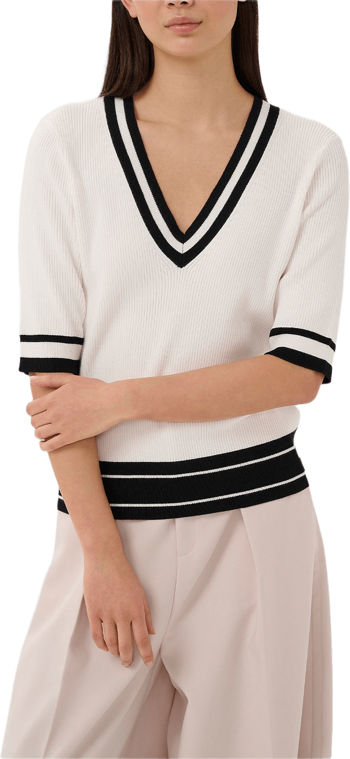 LeenahIW V-Neck Blouse; InWear Pullover, från Inwear, i färgen Vanilla / Black Stripe.