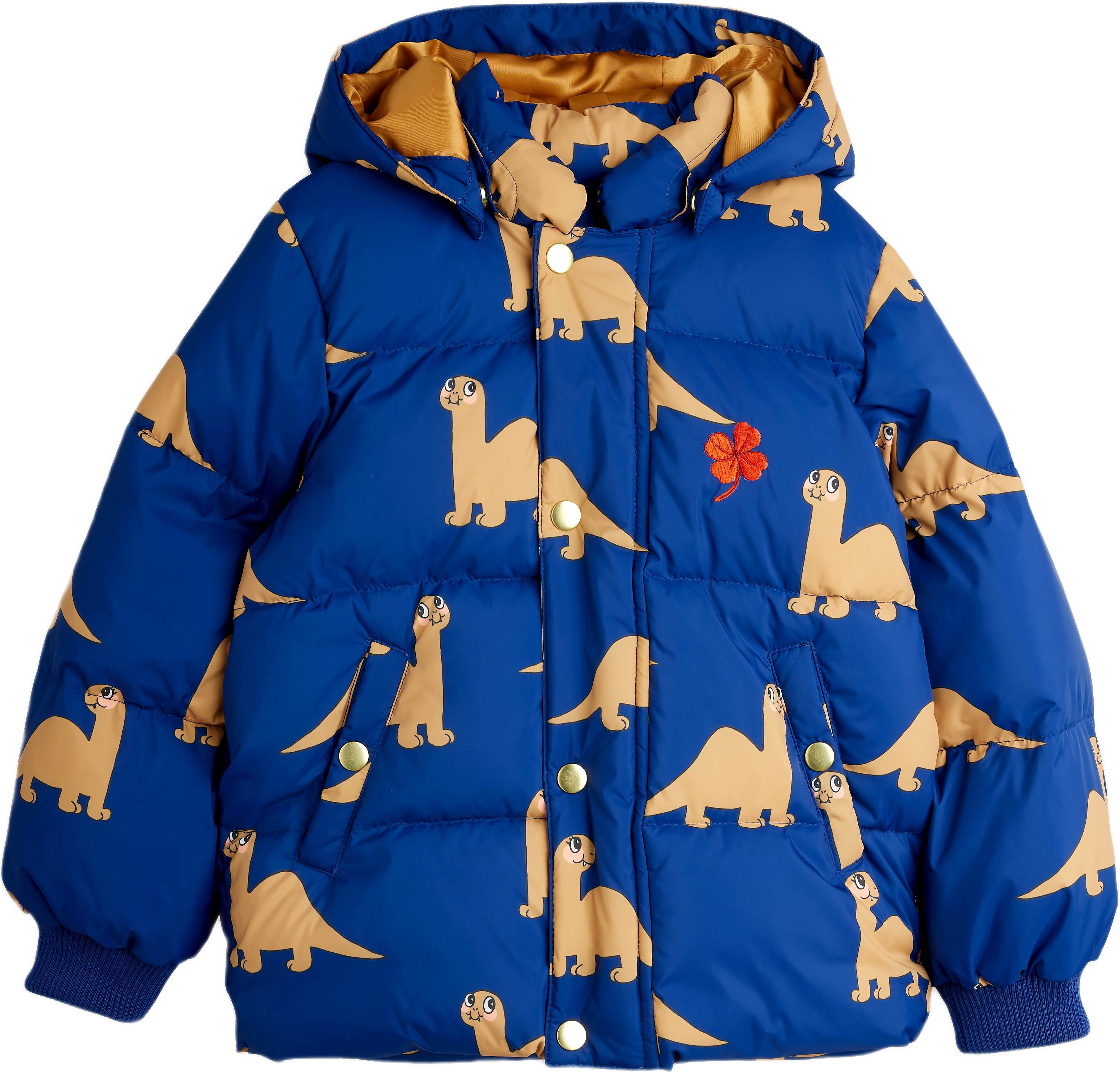 Dinos Puffjacka Med Luva, från Mini Rodini, i färgen Blue.