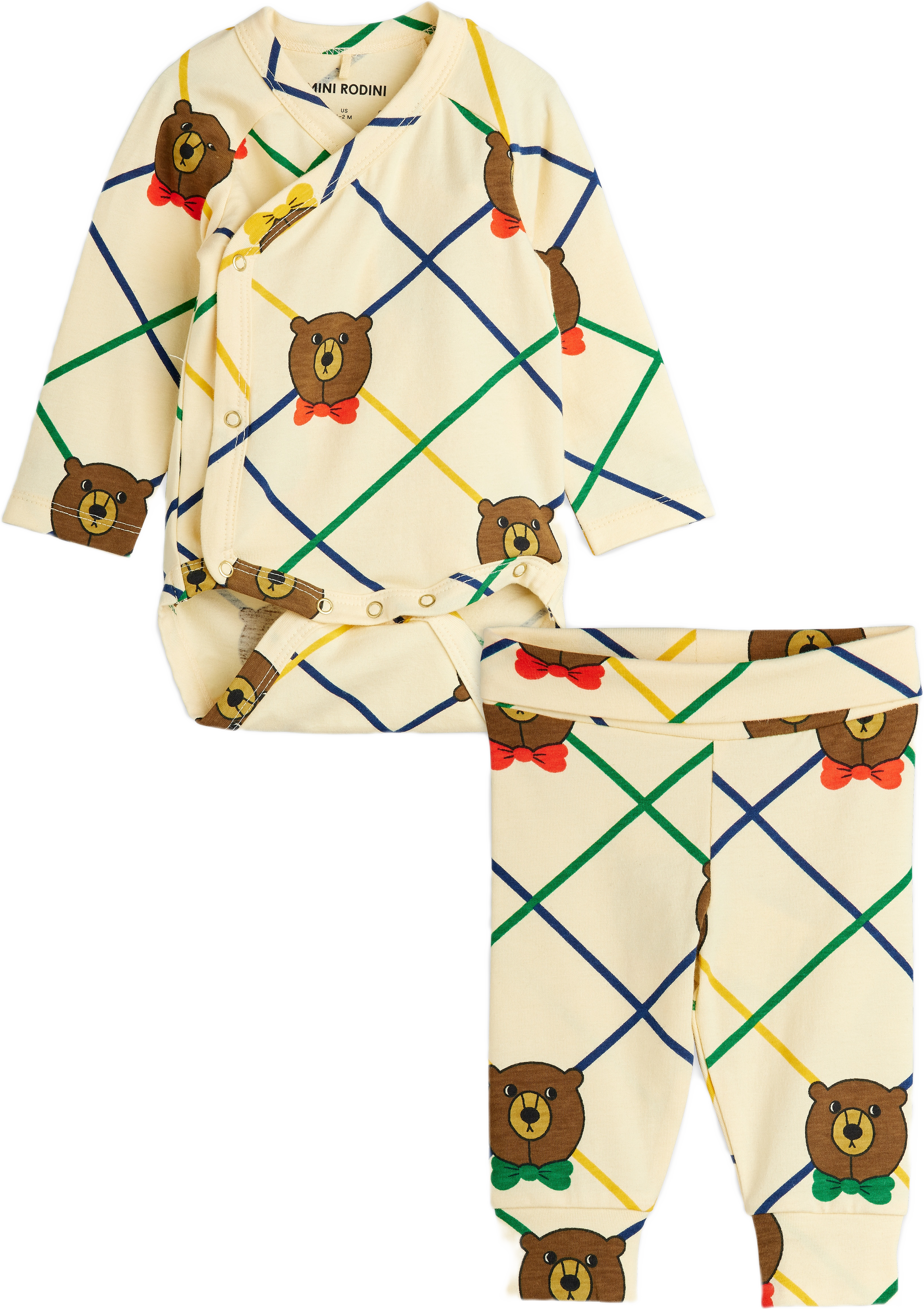 Bear Check Set För Nyfödd, från Mini Rodini, i färgen White.