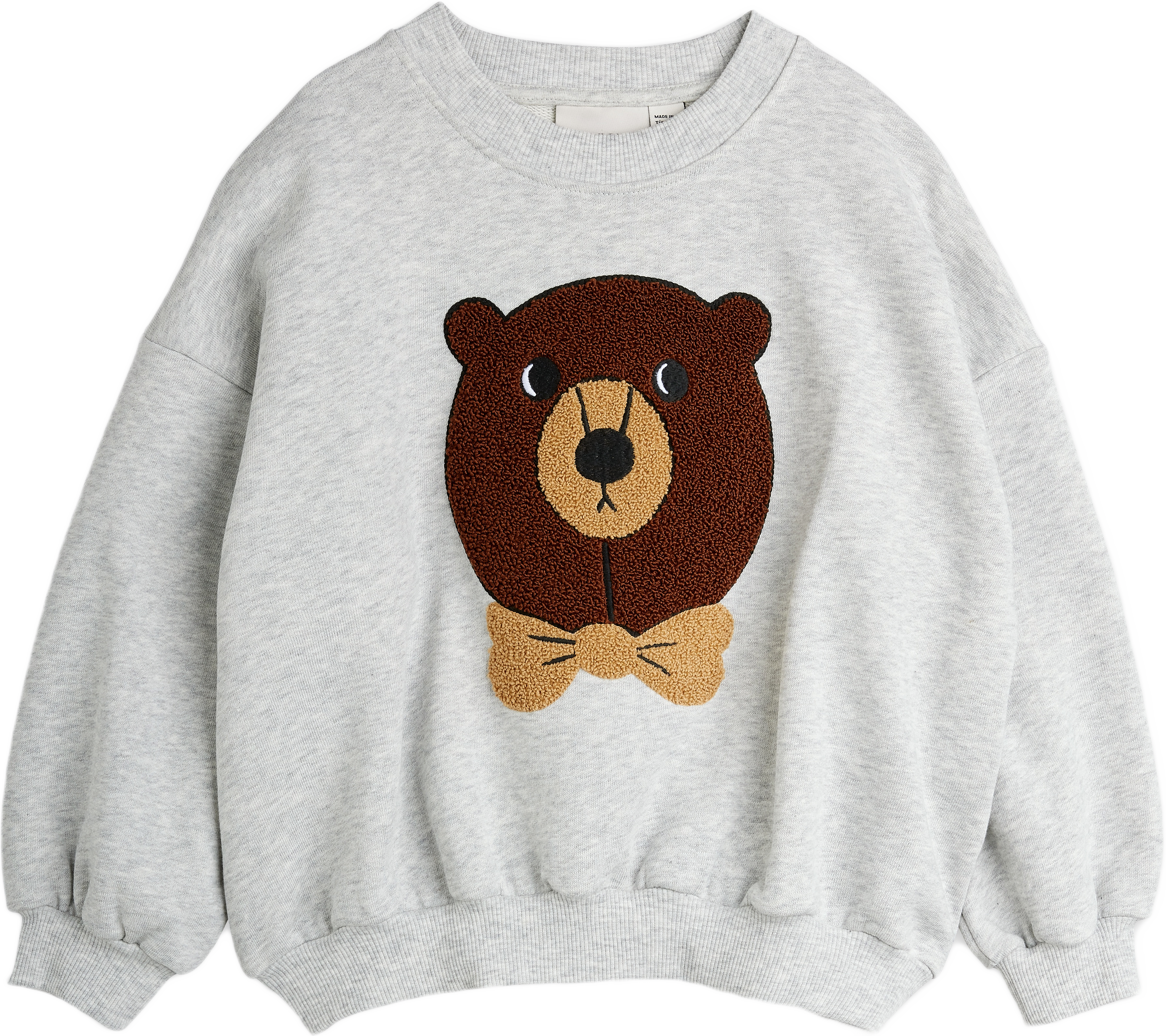 Bear Chenille Sweatshirt, från Mini Rodini, i färgen Grey Melange.