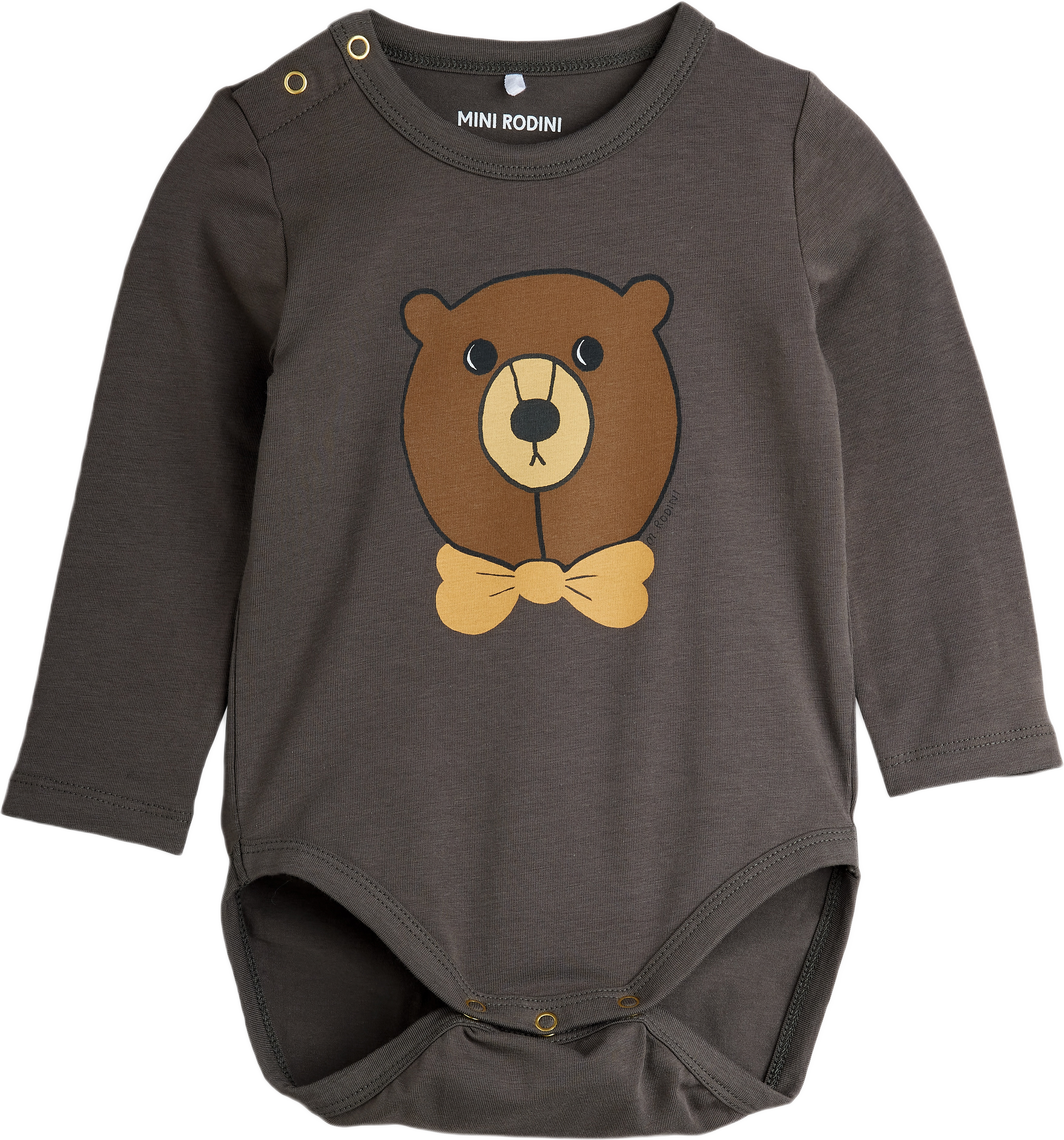 Bear Långärmad Body, från Mini Rodini, i färgen Grey.