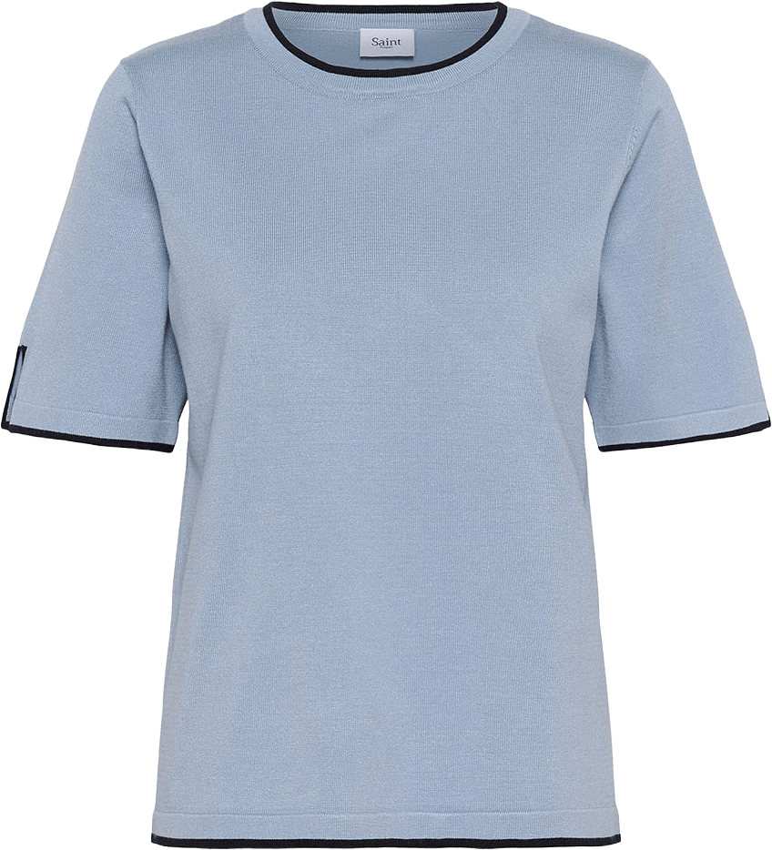 MilaSZ Contrast Stripe Pullover, från Saint Tropez, i färgen Bl.blizzard Nightsky Cont.str..