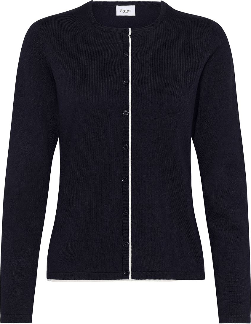 MilaSZ Contrast Stripe Cardigan, från Saint Tropez, i färgen Nightsky Ice Contrast Stripe.