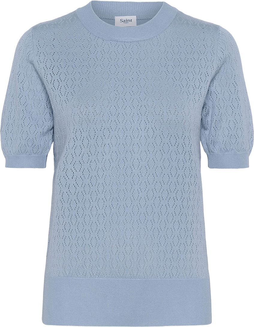 MilaSZ Pointelle Pullover, från Saint Tropez, i färgen Blue Blizzard.