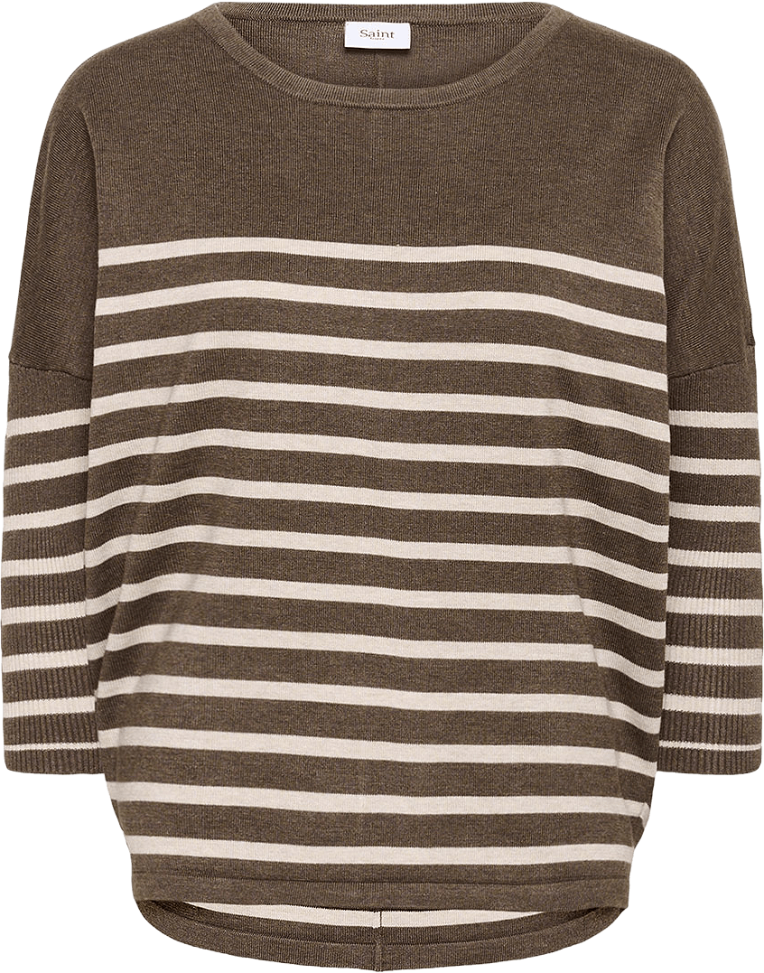 MilaSZ Pullover, från Saint Tropez, i färgen Major Brown Gray Morn Stripe.