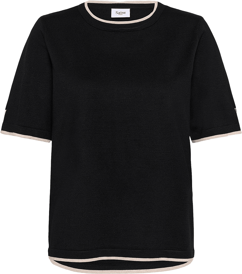 MilaSZ Contrast Stripe Pullover, från Saint Tropez, i färgen Black G.morn Contrast Stripe.