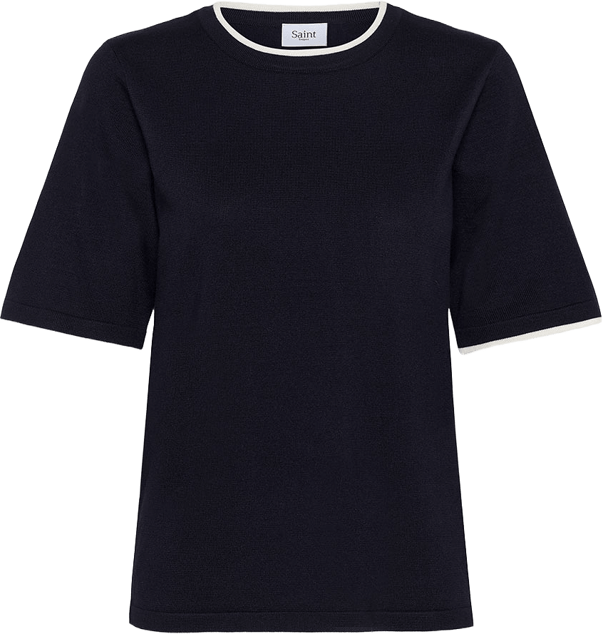 MilaSZ Contrast Stripe Pullover, från Saint Tropez, i färgen Nightsky Ice Contrast Stripe.