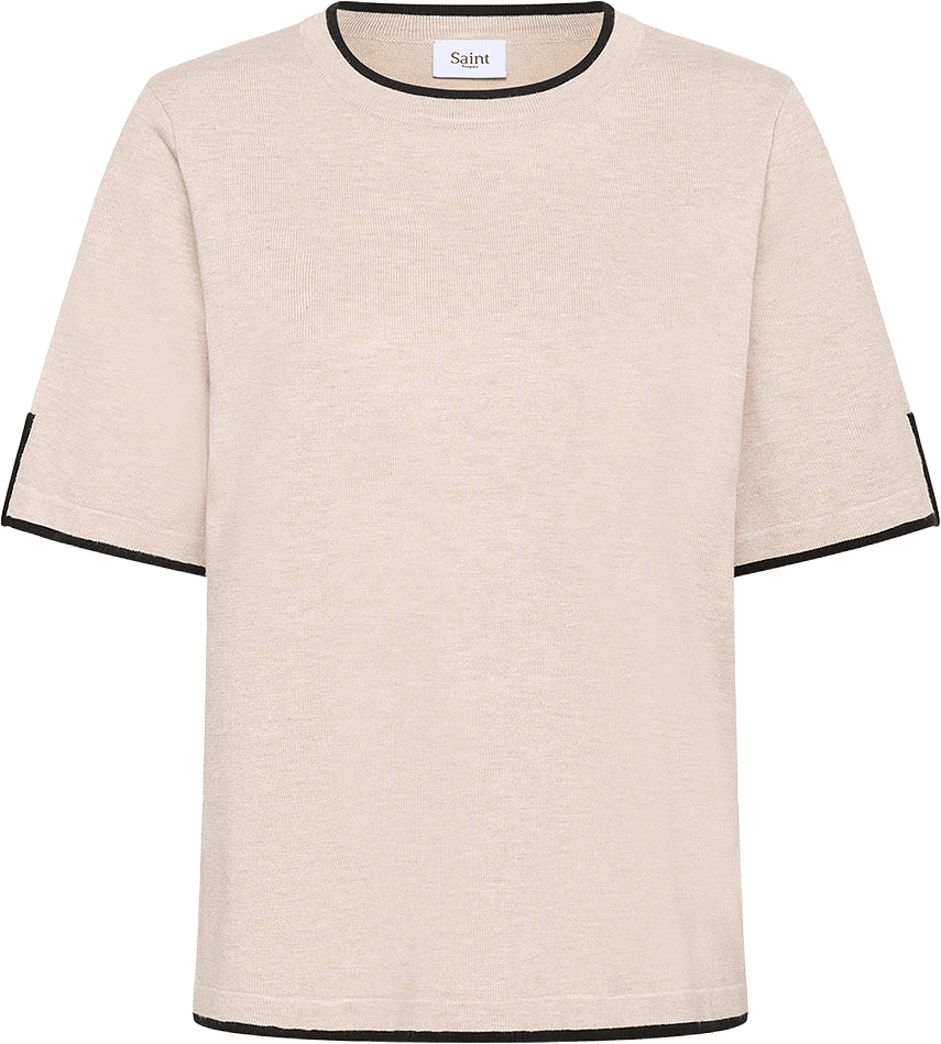 MilaSZ Contrast Stripe Pullover, från Saint Tropez, i färgen G. Morn Black Contrast Stripe.