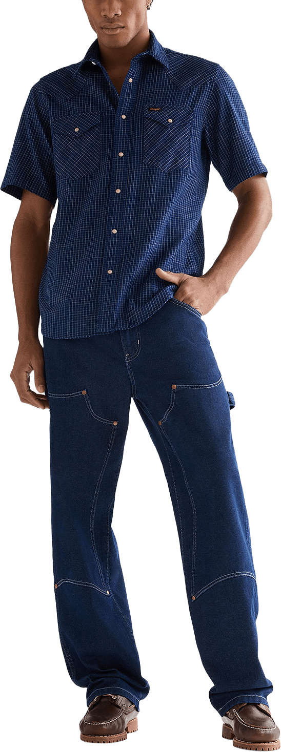 SS Western Shirt, från Wrangler, i färgen Indigo Blue.