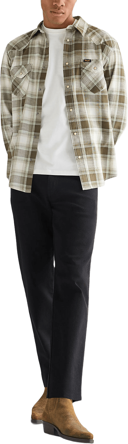 Western Shirt, från Wrangler, i färgen Green Tan.