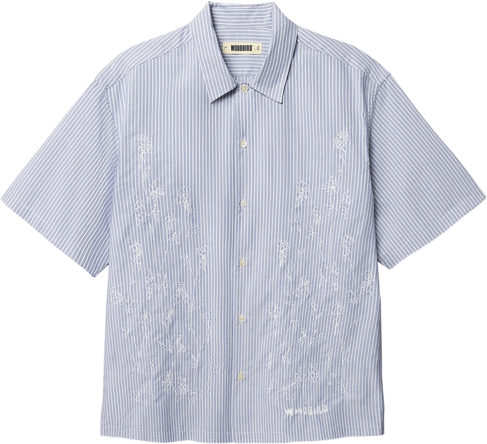 Wang Ox Flower Shirt, från Woodbird, i färgen Light Blue.