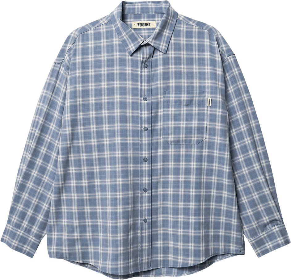 Jong Dobby Check Shirt, från Woodbird, i färgen Light Blue.