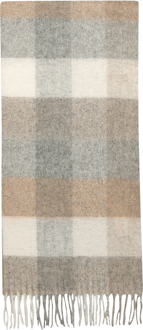 Scarf Fresia Check, från Holzweiler, i färgen Cappucino.