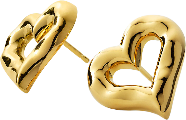 Puff Heart Earrings Gold, från Syster P, i färgen Gold.