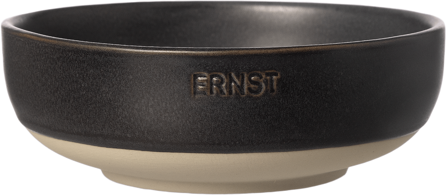 Skål stengods, från ERNST, i färgen Mattsvart/Natur.