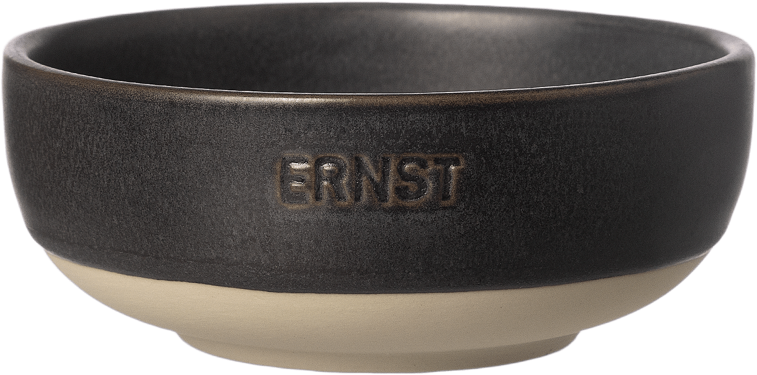 Skål stengods, från ERNST, i färgen Mattsvart/Natur.