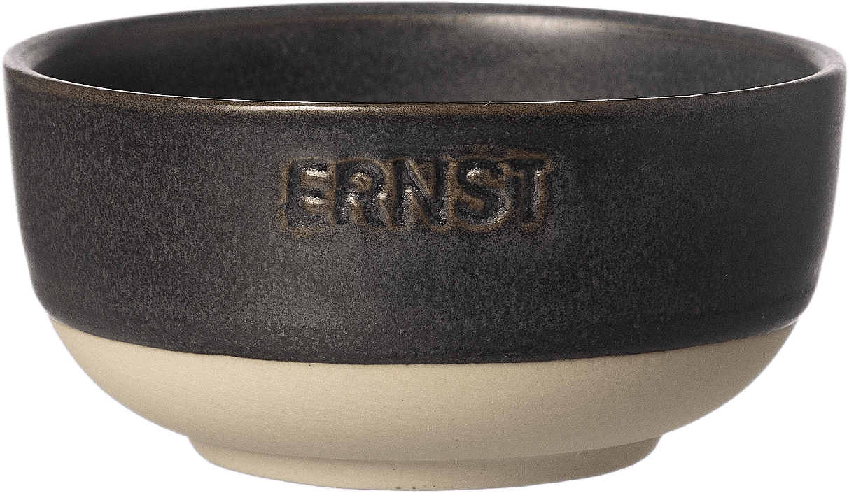 Skål stengods, från ERNST, i färgen Mattsvart/Natur.
