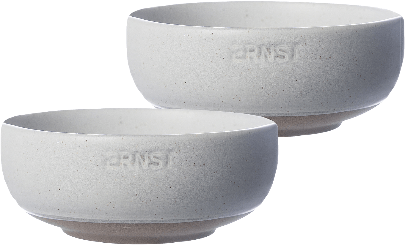 Skål stengods 2-pack, från ERNST, i färgen Vit/Natur.