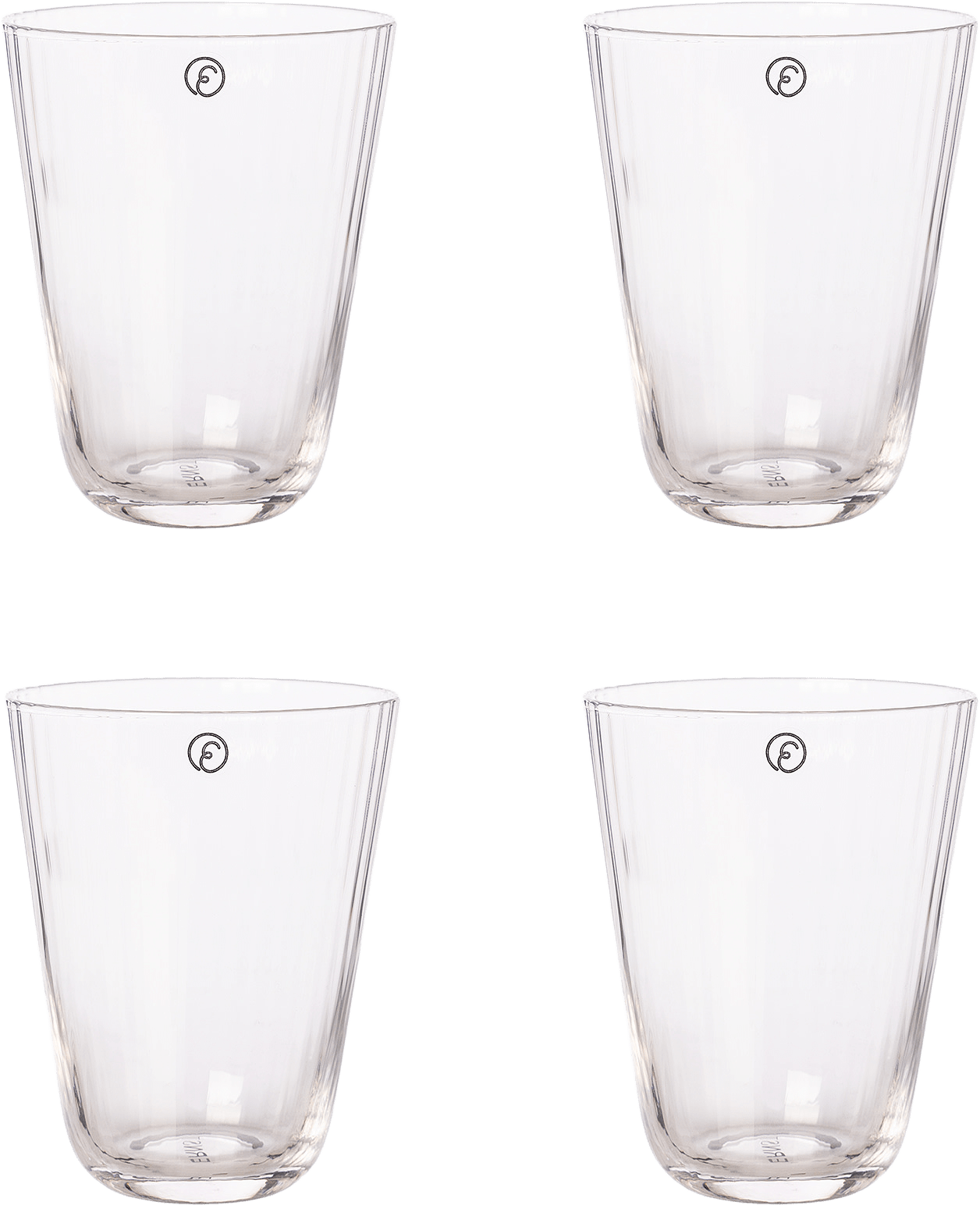 Dricksglas räfflat 4-pacl, från ERNST, i färgen Klar.