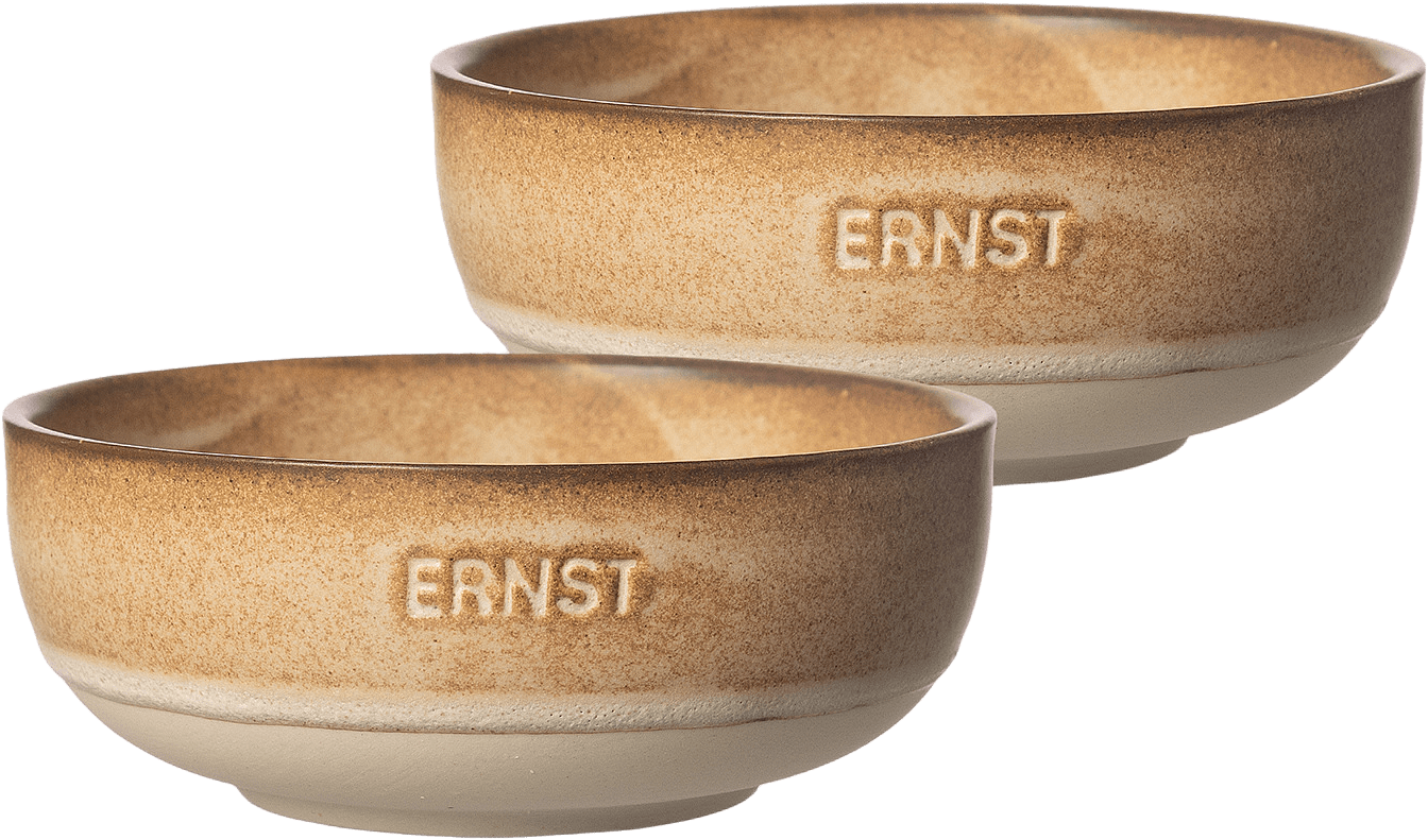 Skål stengods 2-pack, från ERNST, i färgen Brun/Natur.